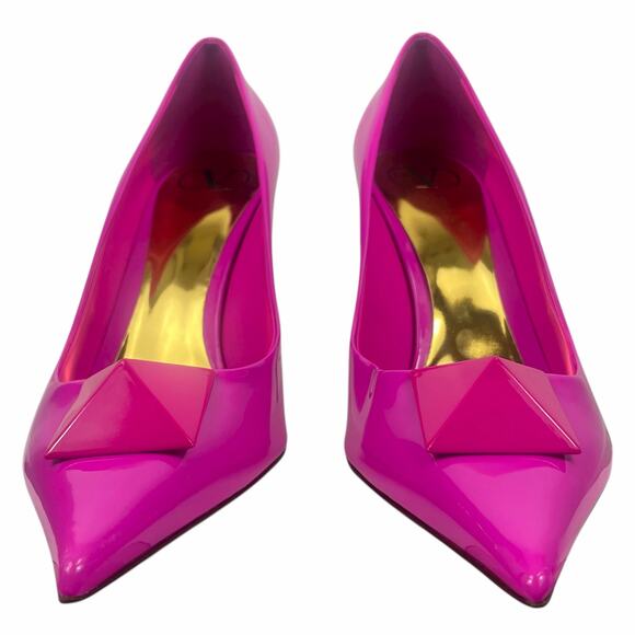 Valentino Garavani One Stud Patent Leather Pump Hot Pink Size 41 - Picture 4 of 12